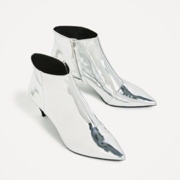 silver metallic booties